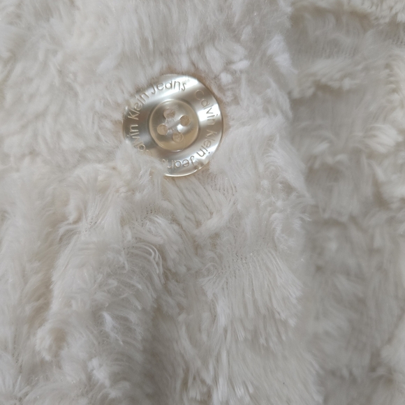 Calvin Klein Jeans White Pea Coat Plush Faux Fur - Picture 3 of 8